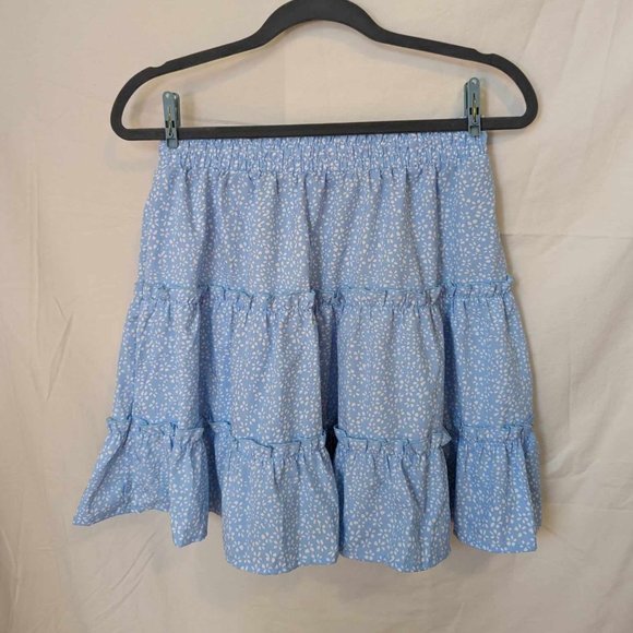 ⚡ Flowy Printed Pastel Blue Lightweight Summer Mini Skirt - Picture 4 of 5